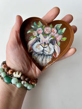 Load image into Gallery viewer, Littles Painted Bunny Rabbit Rustic Heart Magnet or Ring Dish Art Free Shipping