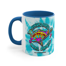 Load image into Gallery viewer, Peace Love and Pigs Accent Coffee Mug, 11oz, with Dove Design for Arthur's Acres - 3 COLORS