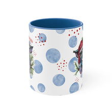 Load image into Gallery viewer, Blue Santa Pig Watercolor Art on a Blue or Red Accent Coffee Mug, 11oz