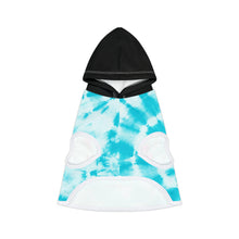 Load image into Gallery viewer, Peace Love and Pigs Tie Dye Pet Hoodie with Dove Design for Arthur's Acres - 5 SIZES Blue/Black