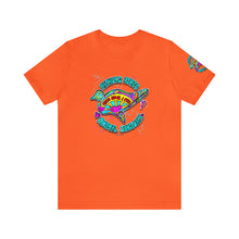 Load image into Gallery viewer, Peace Lve and Pigs Unisex Tee Shirt - SLEEVE Printing with Dove Design for Arthur's Acres - 7 COLORS / XS - 5XL