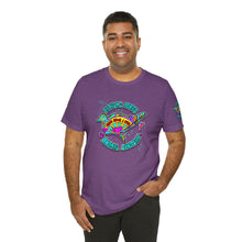 Load image into Gallery viewer, Peace Lve and Pigs Unisex Tee Shirt - SLEEVE Printing with Dove Design for Arthur's Acres - 7 COLORS / XS - 5XL