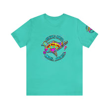 Load image into Gallery viewer, Peace Lve and Pigs Unisex Tee Shirt - SLEEVE Printing with Dove Design for Arthur's Acres - 7 COLORS / XS - 5XL