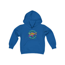 Load image into Gallery viewer, KIDS Peace Love and Pigs Youth Heavy Blend Hooded Sweatshirt with Dove Design for Arthur's Acres - 5 COLORS