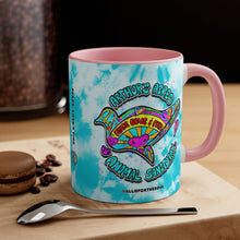 Load image into Gallery viewer, Peace Love and Pigs Accent Coffee Mug, 11oz, with Dove Design for Arthur's Acres - 3 COLORS