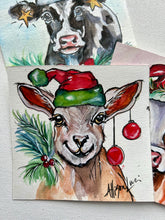 Load image into Gallery viewer, Christmas Goat 4x4 Painted Framed Ornament