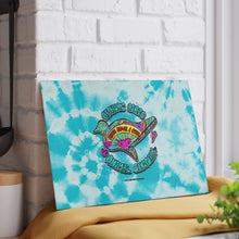 Load image into Gallery viewer, Peace Love and Pigs Glass Cutting Board with Dove Design for Arthur's Acres