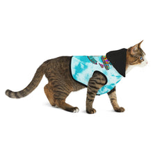 Load image into Gallery viewer, Peace Love and Pigs Tie Dye Pet Hoodie with Dove Design for Arthur's Acres - 5 SIZES Blue/Black
