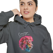 Load image into Gallery viewer, Lion Art Courage Doesn't Always Roar Unisex Garment-Dyed Comfort Hoodie - RELAXED FIT - 3 Colors