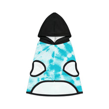 Load image into Gallery viewer, Peace Love and Pigs Tie Dye Pet Hoodie with Dove Design for Arthur's Acres - 5 SIZES Blue/Black