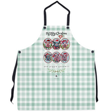 Load image into Gallery viewer, pig art pig lover pig rescue kindness merry christmas and piggie goodwill santa hat pigs watercolor art on pig kitchen apron allie for the soul