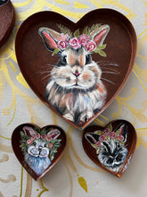 Load image into Gallery viewer, Large 8” Painted Bunny Rabbit Rustic Heart Art Free Shipping