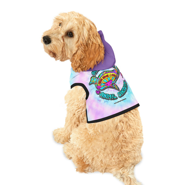 Peace Love and Pigs Tie Dye Pet Hoodie with Dove Design for Arthur's Acres - 5 SIZES