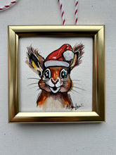 Load image into Gallery viewer, Christmas Squirrel 4x4 Painted Framed Ornament