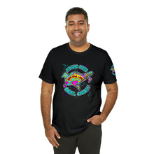 Load image into Gallery viewer, Peace Lve and Pigs Unisex Tee Shirt - SLEEVE Printing with Dove Design for Arthur's Acres - 7 COLORS / XS - 5XL