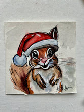 Load image into Gallery viewer, Christmas Squirrel 4x4 Painted Framed Ornament