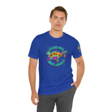 Load image into Gallery viewer, Peace Lve and Pigs Unisex Tee Shirt - SLEEVE Printing with Dove Design for Arthur's Acres - 7 COLORS / XS - 5XL