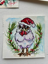 Load image into Gallery viewer, Christmas Chicken 4x4 Painted Framed Ornament