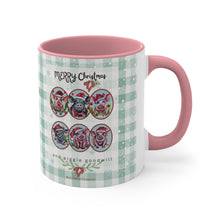 Load image into Gallery viewer, Piggie Goodwill Santa Pigs Watercolor Art on a Pink or Red Accent Coffee Mug, 11oz