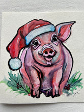 Load image into Gallery viewer, Christmas Piggie 4x4 Painted Framed Ornament