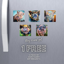 Load image into Gallery viewer, Sanctuary PIGS 5-Pack Metal Magnets Arthur's Acres, Odd Man Inn, Ziggy's Refuge, Misfits of Oz Art by Allison Luci