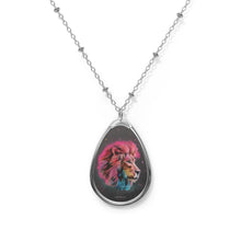Load image into Gallery viewer, Courage Doesn’t Always Roar Lion Art on Oval Necklace with Silver Chain
