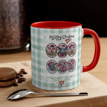 Load image into Gallery viewer, Piggie Goodwill Santa Pigs Watercolor Art on a Pink or Red Accent Coffee Mug, 11oz