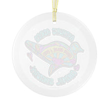 Load image into Gallery viewer, Peace Love and Pigs Glass Ornament with Dove Design for Arthur&#39;s Acres
