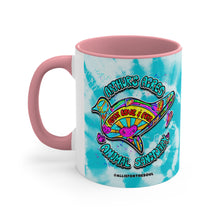 Load image into Gallery viewer, Peace Love and Pigs Accent Coffee Mug, 11oz, with Dove Design for Arthur's Acres - 3 COLORS