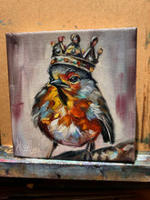 Load image into Gallery viewer, Robin Bird “Embrace the Crown & Fly” Original Oil Painting - Jewel Collection - 6x6
