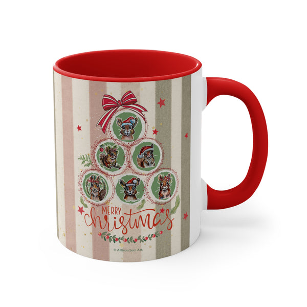 Squirrel Christmas with Red Accent Coffee Mug, 11oz