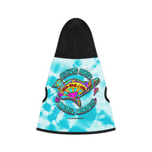 Load image into Gallery viewer, Peace Love and Pigs Tie Dye Pet Hoodie with Dove Design for Arthur's Acres - 5 SIZES Blue/Black