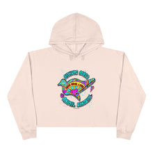 Load image into Gallery viewer, Peace Love and Pigs Crop Hoodie with Dove Design for Arthur's Acres 2 Colors