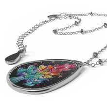 Load image into Gallery viewer, Colorful Tree full of LOVE Oval Necklace with Silver Chain