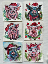 Load image into Gallery viewer, Christmas Piggie 4x4 Painted Framed Ornament