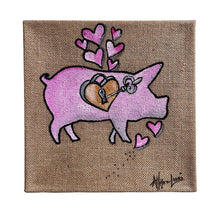 Load image into Gallery viewer, KEY TO MY HEART PIG Lock and Key 12" x 12" FREE SHIPPING