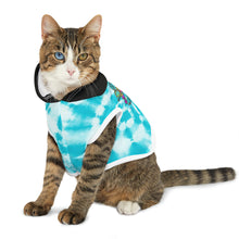 Load image into Gallery viewer, Peace Love and Pigs Tie Dye Pet Hoodie with Dove Design for Arthur's Acres - 5 SIZES Blue/Black