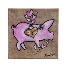 Load image into Gallery viewer, KEY TO MY HEART PIG Lock and Key 12" x 12" FREE SHIPPING