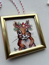 Load image into Gallery viewer, Christmas Squirrel 4x4 Painted Framed Ornament