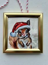 Load image into Gallery viewer, Christmas Squirrel 4x4 Painted Framed Ornament
