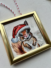 Load image into Gallery viewer, Christmas Squirrel 4x4 Painted Framed Ornament