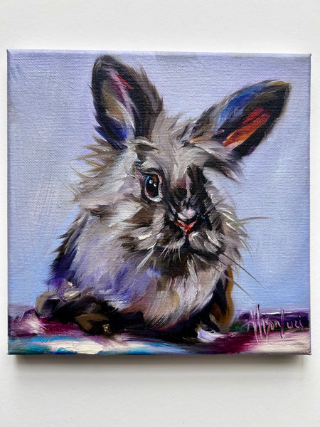 Original Oil Painting of Clara Bunny Rabbit ORIGINAL Art 8”x8” • Free Shipping