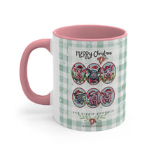 Load image into Gallery viewer, Piggie Goodwill Santa Pigs Watercolor Art on a Pink or Red Accent Coffee Mug, 11oz
