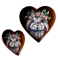 Load image into Gallery viewer, Littles Painted Bunny Rabbit Rustic Heart Magnet or Ring Dish Art Free Shipping