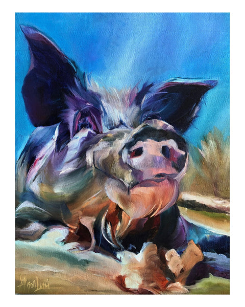 Sweet Aaron from Odd Man Inn Pig Painting Fine Art Paper Print - Live in the Moment