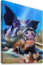 Load image into Gallery viewer, Sweet Aaron Pig Portrait CANVAS Print (Gallery Wrapped) Odd Man Inn Animal Refuge