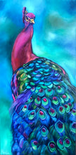 Load image into Gallery viewer, Peacock Art Dance Your Beauty Original Oil Painting 15”x 30”