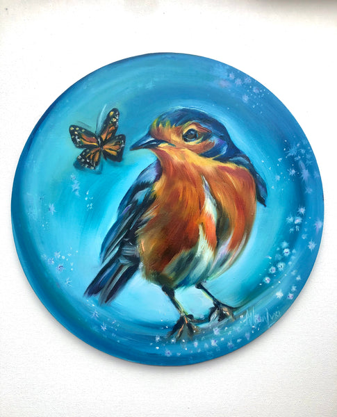 Always Ready to Fly, Even Better Together ROUND Original Oil Painting 12