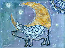 Load image into Gallery viewer, Asleep or Awake I Dream of You Pig Moon Art PAPER Giclee PRINT - Multiple Sizes