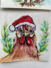 Load image into Gallery viewer, Christmas Chicken 4x4 Painted Framed Ornament